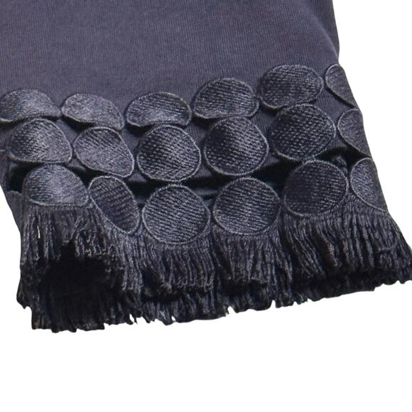 Talbots Popover Scoop Neck Embellished Fringe Hem Pima Cotton Top Women S Blue - Picture 7 of 8